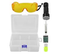 Abaodam Kit Detector de Fugas de Aire Acondicionado para Coche Linterna de Plástico y Gafas Protectoras, Herramienta Profesional para Detección y Prevención de Daños