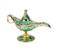 Abaodam Lámpara Mágica Aladino de Aleación de Zinc Verde, Adorno Creativo para Decoración de Escritorio y Fiesta, Decoración Familiar Vintage para Hogar, Accesorio Fotográfico