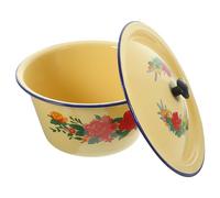Abaodam Lavabo Retro de Esmalte con Tapa, Cuenco Vintage para Sopa, Fácil de Limpiar y Transportar, Adecuado para Hotel y Restaurante