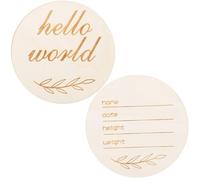 Abaodam Letrero de Madera para Anuncio de Nacimiento Recién Nacido 2 Piezas Texto Bienvenido al Mundo y Placa Personalizada para Fotografía Recién Nacidos Regalos Bebés