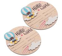 Abaodam Letrero de Madera Redondo para Recién Nacido 2 Piezas Color Azul Claro Accesorio para Foto Mensual y Shower Recuerdo de Nacimiento Unisex para Anuncio y Decoración de Guardería