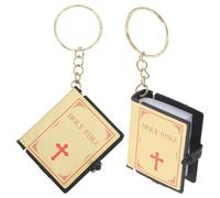 Abaodam Llavero Biblia Metálico Miniatura Dorado 2 Piezas Colgante Religioso para Decoración y Regalos en Festivales, Accesorio Compacto y Simbólico de Fe Cristiana