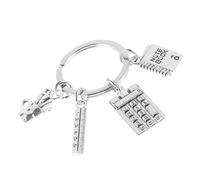 Abaodam Llavero de Matemáticas Calculadora y Regla en Aleación de Zinc Color Plata, Funcionalidad Versátil y Duradera, Adecuado para Regalos en Inicio de Curso Profesores