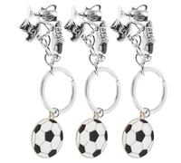 Abaodam Llavero de Trofeo de Fútbol Metálico 3 Piezas con Balón, Camiseta y Bota, Mini Llavero Deportivo Aficionados, Adecuado para Mochilas y Regalos de Cumpleaños