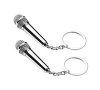 Abaodam Llavero Metálico Forma de Micrófono Plateado 2 Piezas Colgante Musical para Llaves y Decoración de Bolsos Accesorio Compacto Portátil para Uso Diario