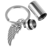 Abaodam Llavero Mini Urna de Cenizas para Mascotas de Acero Inoxidable Titanio, Color Gris Metálico, con Colgante y Tapa Abatible, Contenedor Portátil para Recuerdo Conmemorativo,