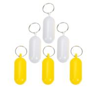 Abaodam Llaveros Flotantes de Barco 6 Piezas Forma Píldora 2,5x6,5 Cm Blancos y Amarillos, Llavero de Pesca y Deportes Acuáticos Resistente al Agua para Kayak, Surf y Navegación al Aire