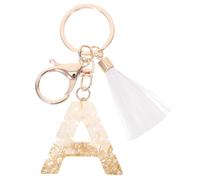 Abaodam Llaveros Mujer Letra Inicial, Colgante para Bolso en Color Claro con Borla de Cristal y Resina, Llavero Decorativo para Mochila y Accesorios de Llave, Adecuado para Obsequio