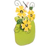 Abaodam Maceta Decorativa de Pared de Hierro Pintado Verde Arte Mural Metálico Resistente para Decoración de Jardín Terraza y Patio Adorno Colgante Artesanal para Exteriores E