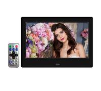 Abaodam Marco Digital de Fotos con Pantalla LED Reproductor Multimedia Compatible USB hasta Soporte para Vídeo y Música Enchufe Europeo Negro para Escritorio o Pared