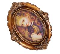 Abaodam Marco Ovalado para Fotos de 6 Pulgadas en Resina Diseño Europeo en para Decoración de Hogar y Oficina Vintage Bronce Envejecido para Colgar