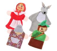 Abaodam Marionetas de Dedo de Animales en Madera y Tejido para Niños Pequeños 4 Piezas para Cuentos y Entretenimiento Educativo