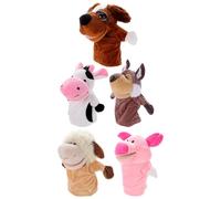 Abaodam Marionetas de Mano Animales 5 Piezas (Cerdo Rosa, Vaca, Oveja, Canino Gris, Perro Ojos Grandes) Juguetes Interactivos para Preescolares y Contar Historias