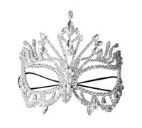 Abaodam Máscara de Mascarada Media Cara para Mujer Plateada Gemas de Imitación Máscara de Reina para Fiesta Veneciana Carnaval y Boda Diseño Ligero y Cómodo para Disfraces y Maquillaje