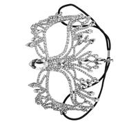 Abaodam Máscara de Media Cara para Mujer Gemas de Imitación Metálica Plateada Bisutería de Carnaval Elegante para Fiesta Veneciana Baile de Máscaras y Disfraces de Carnaval