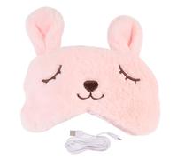 Abaodam Máscara de Ojos USB Almohadilla Ocular Recargable y Vapor Cubierta Cálida para Ojos Ajuste Térmico 3D Diseño de Oso Rosa para Dormir Aliviar Fatiga y Uso en Viajes