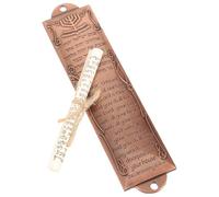 Abaodam Mezuzá de Metal Rojo Antiguo 132mm, Artesanía Religiosa para Decoración de Puertas y Hogar, Mezuzá Judaica Tradicional, Adorno Religioso Vintage para Protección y Bendición