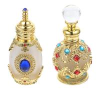 Abaodam Mini Botella de Perfume Recargable de Vidrio y Aleación 15ml Dorado, Portátil y Elegante para Uso Personal al Aire Libre, Pack de 2 Piezas