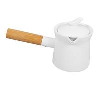 Abaodam Mini Cacerola de Cerámica de 350 Ml Mango de Madera, Fácil de Limpiar Calentar Leche o Mantequilla