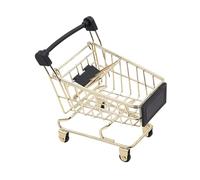 Abaodam Mini Carrito de Compras Metálico Dorado Pequeño Cesta Organizadora para Oficina y Hogar Accesorio Decorativo y Funcional para Almacenamiento de Artículos Diversos Adecuado para