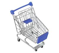 Abaodam Mini Carrito de Compras para Pequeños en Miniatura Carrito Pequeño de Metal y Plástico Resistente Tamaño Mediano 135X95X14 CM Color Azul Oscuro Juguete para Simular