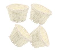 Abaodam Mini Cestas Tejidas Redondas 4 Piezas para Casa de Muñecas, Accesorio de Cocina en Miniatura para Decoración de Hogar, Manualidades y Juegos Infantiles