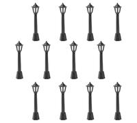 Abaodam Mini Farolas Decorativas de Plástico Negro 12 Pcs para Casas de Muñecas, Modelo de Farola Miniatura Luz, Accesorio para Micro Paisaje y Decoración de Juguetes