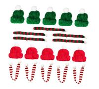 Abaodam Mini Gorros y Bufandas Navideñas 20 Piezas Set de Accesorios Miniatura para Manualidades Decoración de Tazas y Botellas Colores Rojo y Verde Tamaño 4X4 CM y 1X23 CM Adecuado