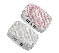 Abaodam Mini Pastillero Portátil Brillante 2 Compartimentos, Metal Gemas de Imitación, 2 Piezas (Color Claro y Rosa), Organizador Pequeño para Medicamentos y Viaje, Caja para