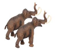 Abaodam Modelo de Simulación de Mamut Lanudo Prehistórico de Plástico, 2 Piezas, Juguete Realista de Animales Salvajes, Decoración de Escritorio y Colección Educativa