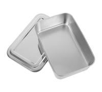 Abaodam Molde Rectangular de Acero Inoxidable para Tiramisú con Tapa, Bandeja Resistente y Elegante Adecuado para Hornear y Presentar Postres