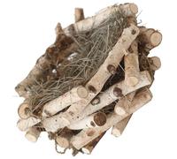 Abaodam Nido de Pájaro Colgante Pequeño Artesanal de Madera y Paja Natural, Decoración de Jardín Exterior, Adorno Simulado para Aves, Accesorio Decorativo Ligero y Resistente