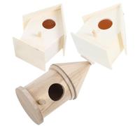 Abaodam Nido de Pájaro de Madera Creativo 3 Piezas con Entrada Circular Amplia, Material Sintético y Cuerda Colgante para Decoración de Jardín y Pintura DIY Estilo Varios Estilos