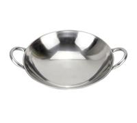 Abaodam Olla de Cocina Wok de Acero Inoxidable 30 Cm con Fondo Redondo, Doble Asa y Calentamiento Rápido, Sartén Multifunción para Cocina Doméstica y Uso en Fogones Portátiles