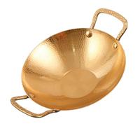Abaodam Olla Seca de Acero Inoxidable Doble Asa, Sartén Doméstica de 25 Cm Color Dorado, Resistente al Calor para Cocina y Hornillo de Camping, Utensilio para Ollas Pequeñas y Barbacoa