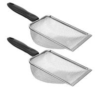 Abaodam Pala para Limpieza de Terrarios para Alcanzar Esquinas y Diseño Curvo Mango Antideslizante 2 Piezas de Acero Inoxidable y Niveles de Sustrato en Jaulas y Acuarios