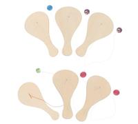Abaodam Paletas de Madera para Pintar Infantiles 6 Unidades Pelota de Pádel Ligera y Cuerda Juguete Educativo para Manualidades y Dibujo Adecuado Actividades Creativas y Color Aleatorio