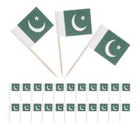 Abaodam Palillos Banderas de Pakistán 200 Unidades Mini Banderines de Madera para Cócteles Aperitivos y Decoración de Tartas Fiestas Deportivas y Celebraciones