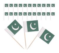 Abaodam Palillos de Madera Mini Banderas de Pakistán 200 Piezas Decoración para Fiestas Aperitivos Pasteles y Tartas Accesorios para Cócteles y Celebraciones