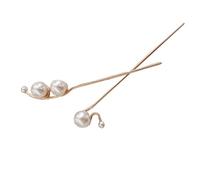Abaodam Palitos Pelo de Metal Perlado Dorado, Accesorios Cabello Elegantes de Aleación de Zinc y Abs, 2 Piezas para Bodas y Citas, sin Dañar el Cuero Cabelludo ni Tirar del Cabello