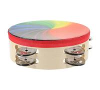 Abaodam Pandereta Arcoíris De Dos Hileras Tambor De Mano Para Juguete Musical Educativo Para Fiestas y Actividades De Grupo Instrumento De Percusión Fácil De Usar