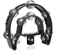 Abaodam Pandereta de Mano Negra Doble Serie Sonajas de Metal, Instrumento de Percusión Portátil para Principiantes y Niños, Juguete Musical Adecuado para Actividades y Aprendizaje Rítmico