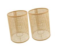 Abaodam Pantalla de Lámpara de Ratán Tejida 2 Unidades, Tamaño 12, para Lámpara de Pie y Techo, Color Natural, Cubierta Decorativa para Dormitorio, Sala y Hotel, Pantalla Colgante