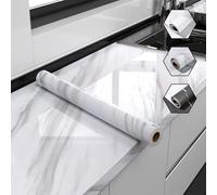 Abaodam Papel Pintado Autoadhesivo Efecto Mármol Blanco para Encimeras de Cocina y Tocadores, Fácil de Usar sin Pegamento, Rollo de Aluminio y Pet Moderno y Elegante