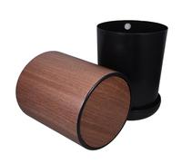 Abaodam Papelera Ligera de Plástico con Diseño de Veta de Madera, Tapa Abatible y Doble Compartimento y Fácil de Mantener para Dormitorio y Oficina