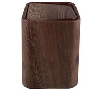 Abaodam Papelera Mediana Tapa y Cierre Silencioso, Material PP Imitación Madera Nogal, Cubo de Basura para Uso Doméstico en Baño, Dormitorio y Oficina, Bote de Basura