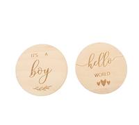 Abaodam Paquete De 2 Tarjetas Conmemorativas Para El Crecimiento Del Bebé De Madera Con Forma Redonda Y Divertida Para Recién Nacidos