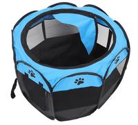 Abaodam Parque para Mascotas Plegable Octogonal Grande de Tela Oxford Azul con Puerta de Cremallera Recinto Portátil para Perros y Gatos Uso Interior y Exterior Corral Seguro para