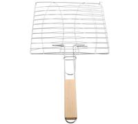 Abaodam Parrilla metálica para asar pescado y carne, cesta para barbacoa con mango ergonómico, rejilla resistente para picnic y camping, utensilio para barbacoa al aire libre