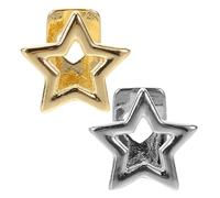 Abaodam Parrillas Dentales de Hip Hop 2 Piezas, Joyas Metálicas para Dientes Diseño Estrella, Accesorios para Fiesta y Discoteca, Tapas Lisas en Color Dorado y Plateado, Utilería